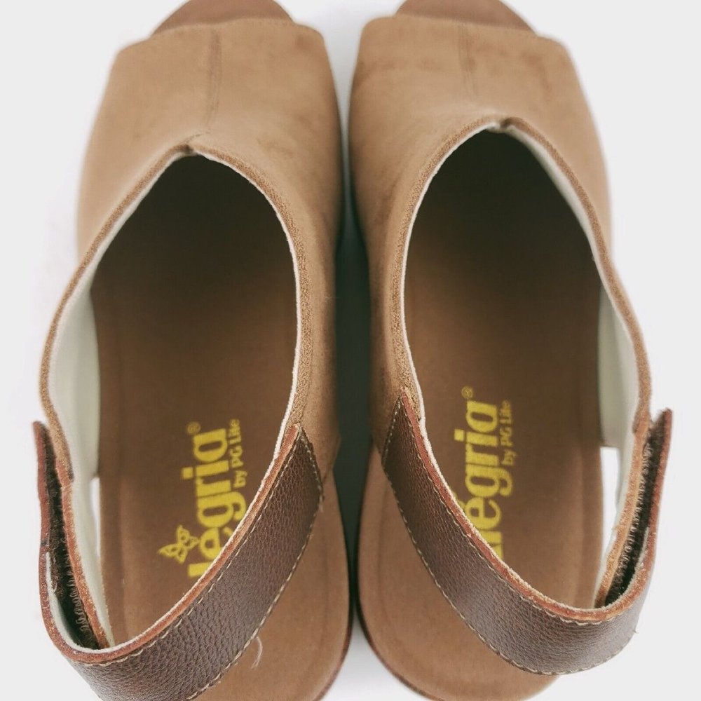 NEW ALEGRIA Rosie Tan Suede Comfort Shoes Wedge Sandals Size 38 - US 8-8.5 - Picture 7 of 12